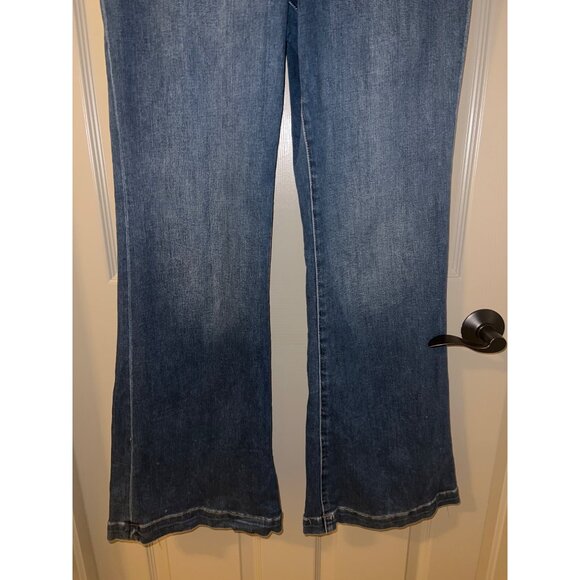 INC High Rise‎ Flare Jeans Size 14 – Stretchy Dark Wash Button Fly Denim - Picture 3 of 12